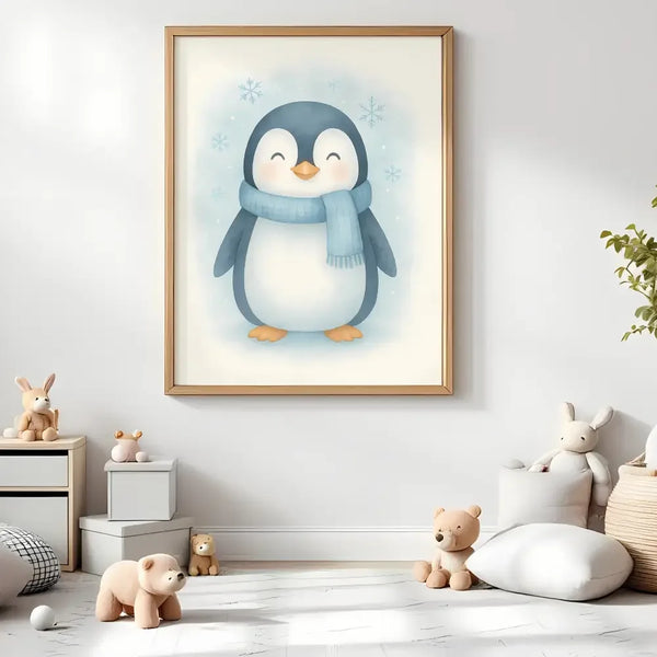 Penguin Nursery Wall Art Print – Arctic Animal Watercolour (Digital Download) - Sticksy Prints Australia
