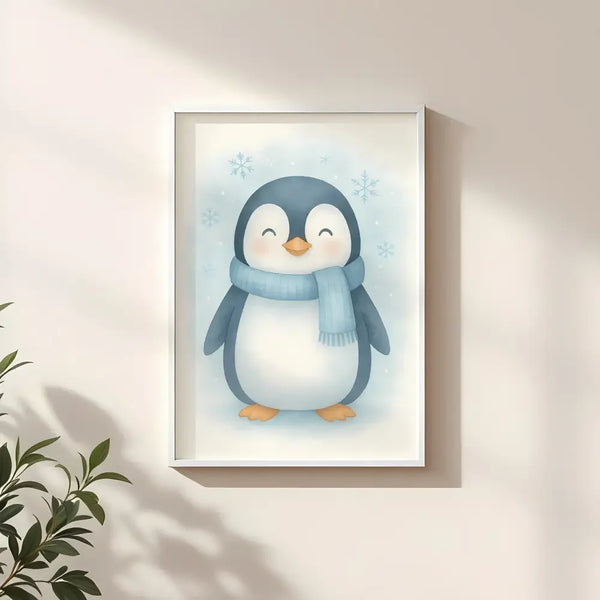 Penguin Nursery Wall Art Print – Arctic Animal Watercolour (Digital Download) - Sticksy Prints Australia