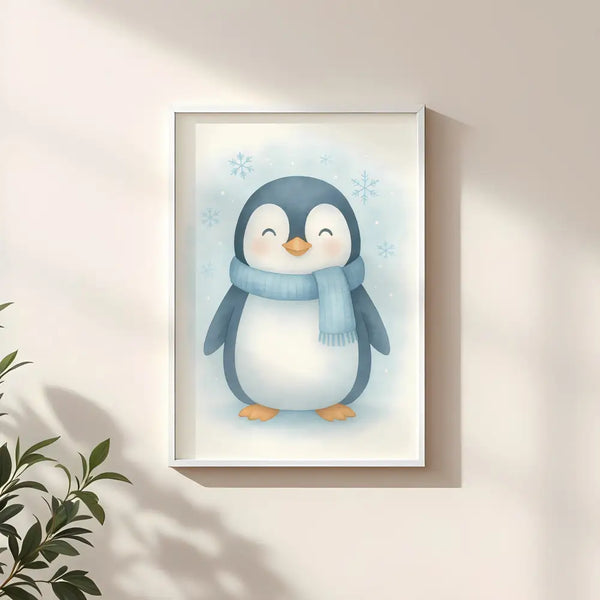 Penguin Nursery Wall Art Print – Arctic Animal Watercolour (Digital Download)