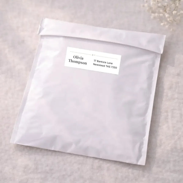 Personalised Address Labels 70 × 25 mm | Minimal Return Address Stickers - Sticksy Prints Australia