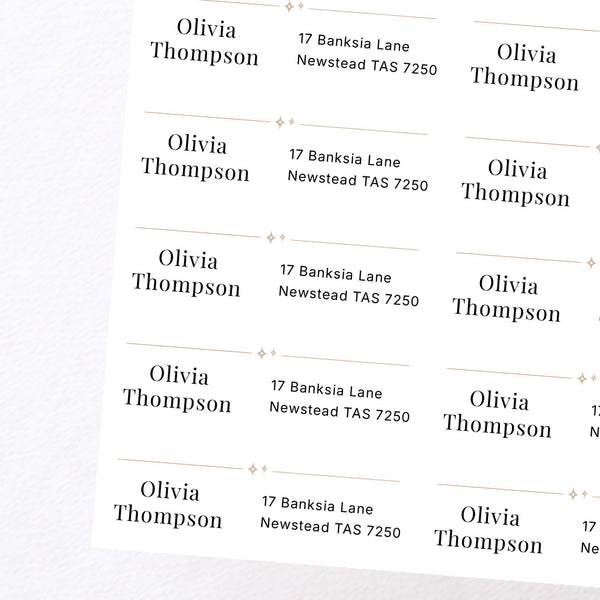 Personalised Address Labels 75 × 25 mm | Minimal Return Address Stickers | 33 per Sheet