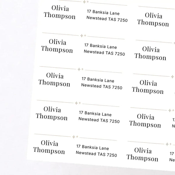 Personalised Address Labels 70 × 25 mm | Minimal Return Address Stickers - Sticksy Prints Australia