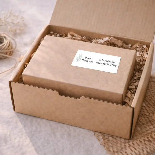 Personalised Address Labels 70×25mm | Botanical Custom Address Stickers - Sticksy Prints Australia