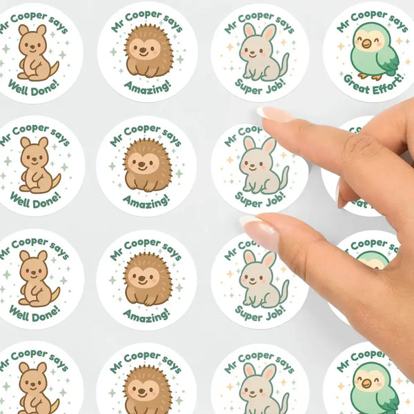 Personalised Australian Animal Teacher Reward Stickers – Cute Classroom Stickers - Sticksy Prints Australia
