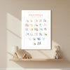 Personalised Baby Alphabet Chart – Soft Watercolour Nursery Print | A–Z Animal Wall Art | A4 A3 & US Letter Sizes