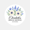 Personalised Blue Anemone Bridal Shower Stickers – Custom Name & Date – Watercolour Floral Favour Labels