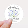 Personalised Blue Wildflower Bridal Shower Thank You Stickers – Custom Name & Date – Watercolour Floral Favour Labels