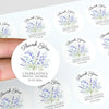 Personalised Blue Wildflower Bridal Shower Thank You Stickers – Custom Name & Date – Watercolour Floral Favour Labels - Sticksy Prints Australia
