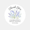 Personalised Blue Wildflower Bridal Shower Thank You Stickers – Custom Name & Date – Watercolour Floral Favour Labels - Sticksy Prints Australia