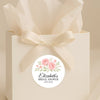 Personalised Blush Rose Bridal Shower Stickers – Custom Name & Date – Watercolour Floral Favour Labels