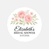 Personalised Blush Rose Bridal Shower Stickers – Custom Name & Date – Watercolour Floral Favour Labels - Sticksy Prints Australia