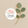 Personalised Blush Rose Bridal Shower Stickers – Custom Name & Date – Watercolour Floral Favour Labels