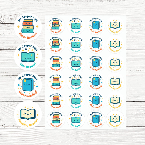 Personalised Book-Themed Reading Reward Stickers for Teachers – Literacy Stickers