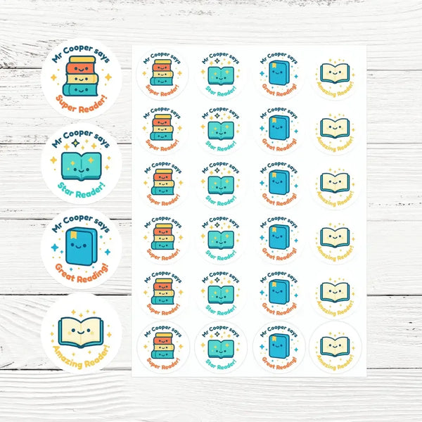 Personalised Book-Themed Reading Reward Stickers for Teachers – Literacy Stickers - Sticksy Prints Australia