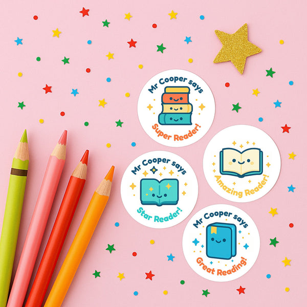 Personalised Book-Themed Reading Reward Stickers for Teachers – Literacy Stickers