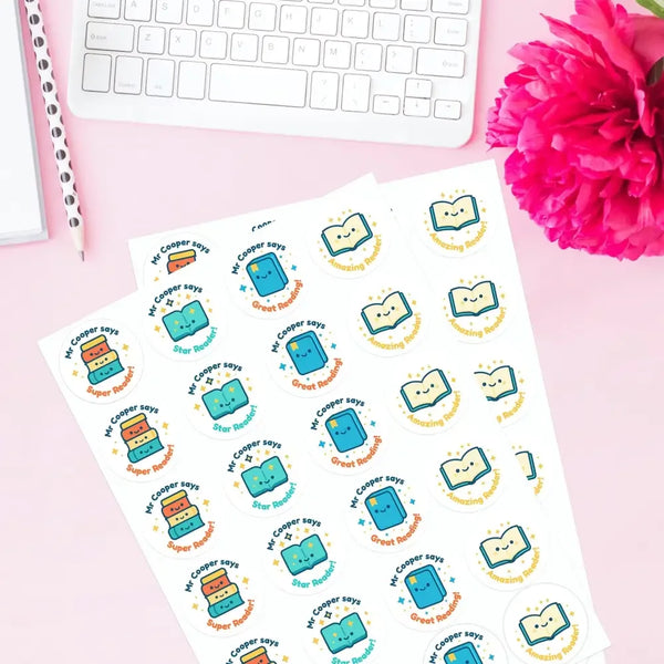 Personalised Book-Themed Reading Reward Stickers for Teachers – Literacy Stickers - Sticksy Prints Australia