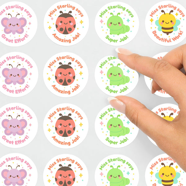 Personalised Bug & Critter Teacher Reward Stickers