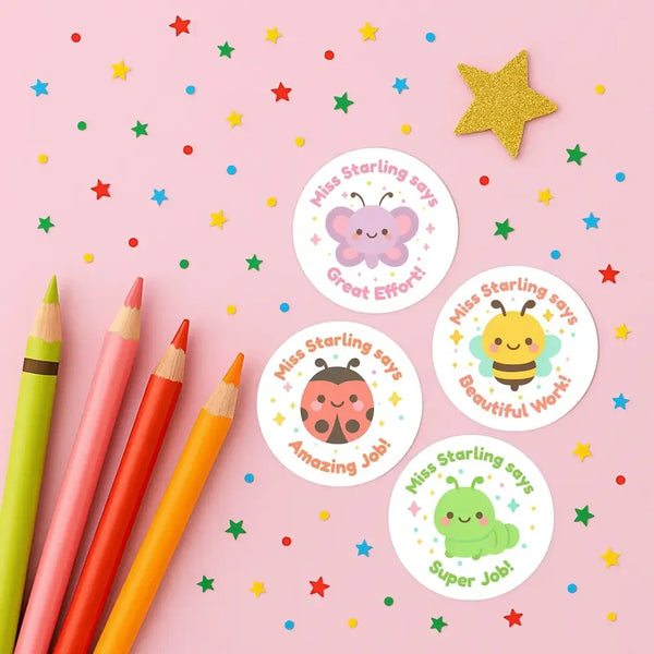 Personalised Bug & Critter Teacher Reward Stickers - Sticksy Prints Australia