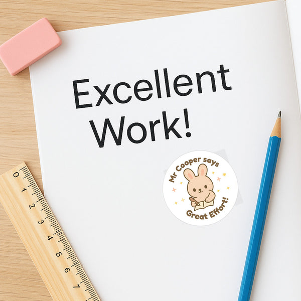Personalised Bunny Reward Stickers for Teachers | Cute Classroom Praise Labels
