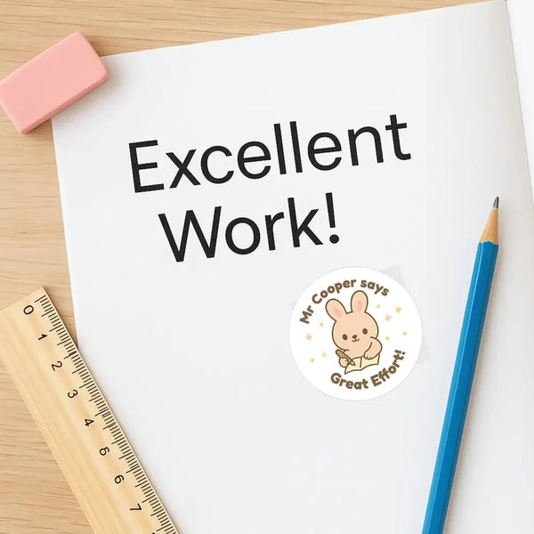 Personalised Bunny Reward Stickers for Teachers | Cute Classroom Praise Labels - Sticksy Prints Australia