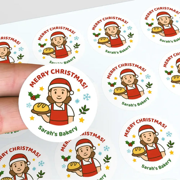 Personalised Christmas Bakery Stickers – Merry Christmas Bakery Stickers - Sticksy Prints Australia