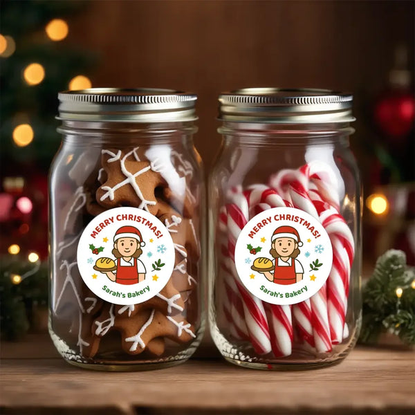 Personalised Christmas Bakery Stickers – Merry Christmas Bakery Stickers - Sticksy Prints Australia