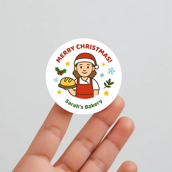 Personalised Christmas Bakery Stickers – Merry Christmas Bakery Stickers - Sticksy Prints Australia