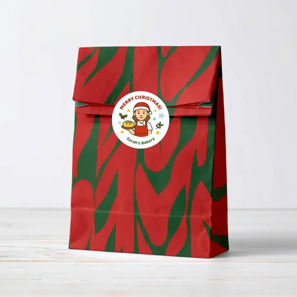 Personalised Christmas Bakery Stickers – Merry Christmas Bakery Stickers - Sticksy Prints Australia