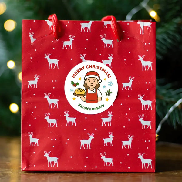Personalised Christmas Bakery Stickers – Merry Christmas Bakery Stickers - Sticksy Prints Australia
