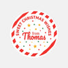 Personalised Christmas Sticker Labels Kids Candy Cane Name - Sticksy Prints Australia