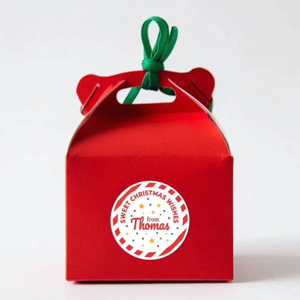 Personalised Christmas Sticker Labels Kids Candy Cane Name - Sticksy Prints Australia