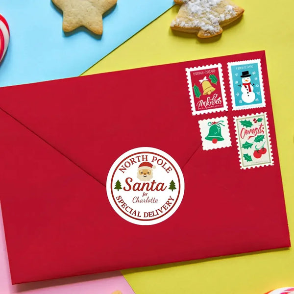Personalised Christmas Sticker Labels North Pole Santa Special Delivery - Sticksy Prints Australia
