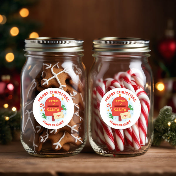 Personalised Christmas Sticker Letters to Santa Mailbox Kids Name Label