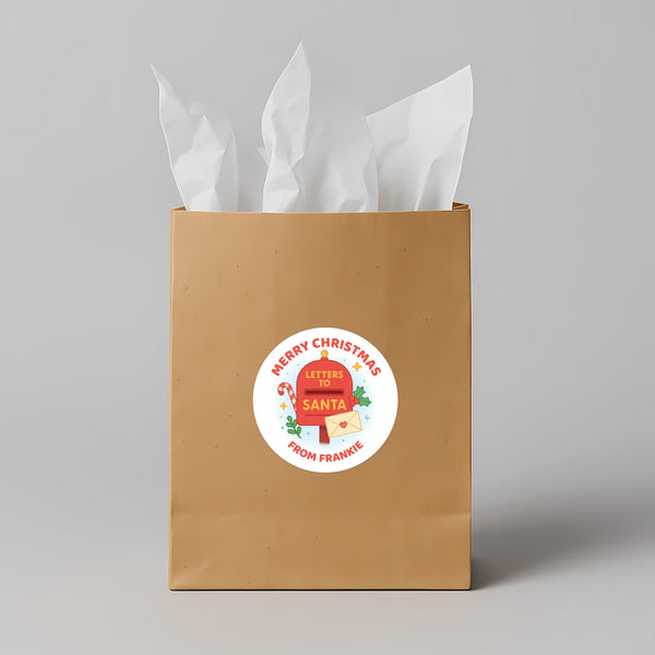Personalised Christmas Sticker Letters to Santa Mailbox Kids Name Label