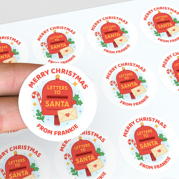 Personalised Christmas Sticker Letters to Santa Mailbox Kids Name Label