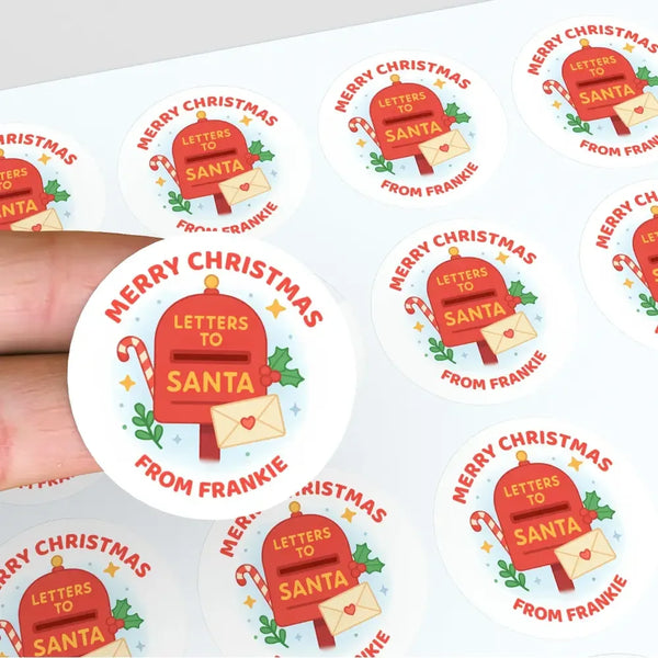 Personalised Christmas Sticker Letters to Santa Mailbox Kids Name Label - Sticksy Prints Australia