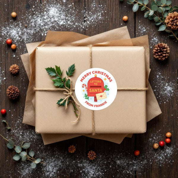Personalised Christmas Sticker Letters to Santa Mailbox Kids Name Label