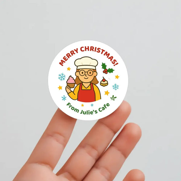 Personalised Christmas Stickers for Bakeries & Cafes - Sticksy Prints Australia