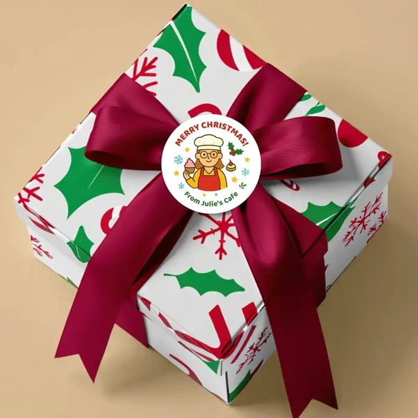 Personalised Christmas Stickers for Bakeries & Cafes - Sticksy Prints Australia