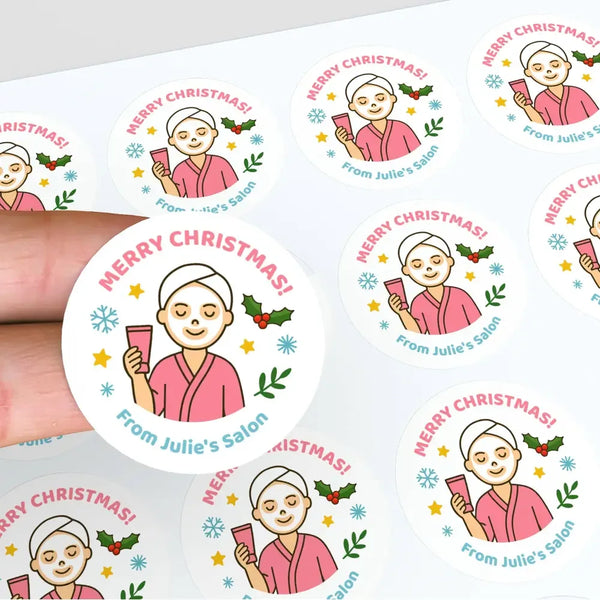 Personalised Christmas Stickers for Beauty Salons & Spas - Sticksy Prints Australia