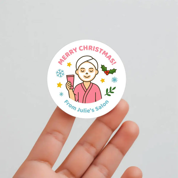 Personalised Christmas Stickers for Beauty Salons & Spas