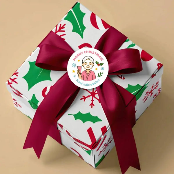 Personalised Christmas Stickers for Beauty Salons & Spas - Sticksy Prints Australia