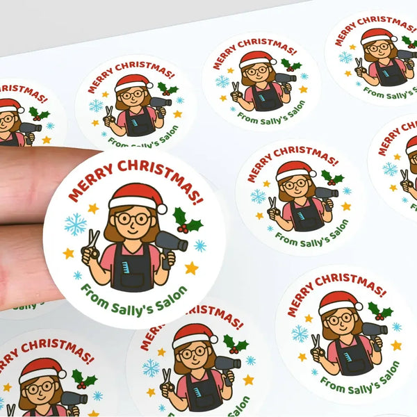 Personalised Christmas Stickers for Hairdressers & Salons - Sticksy Prints Australia