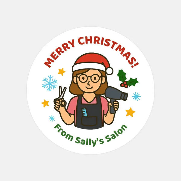 Personalised Christmas Stickers for Hairdressers & Salons - Sticksy Prints Australia