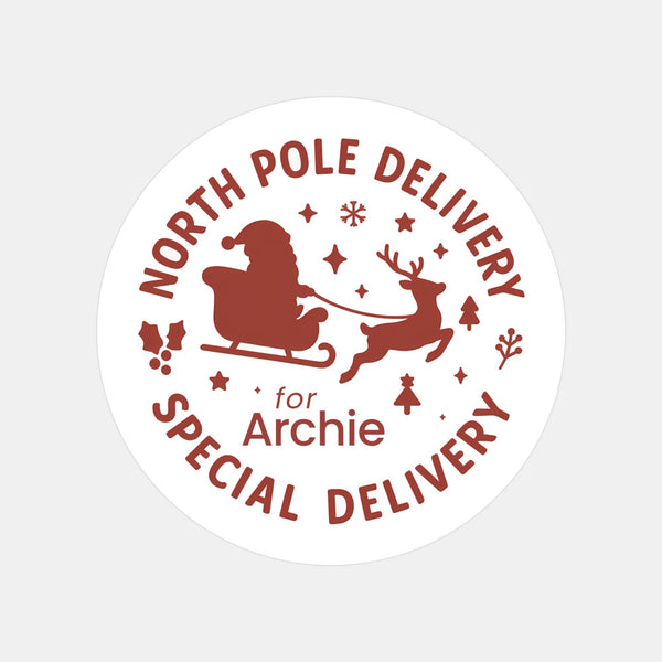 Personalised Christmas Stickers North Pole Special Delivery Name Labels