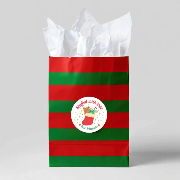 Personalised Christmas Stickers Stuffed With Love Custom Name Gift Labels