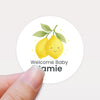 Personalised Cute Lemon Welcome Baby Stickers – Watercolour Citrus Gender-Neutral Favour Labels