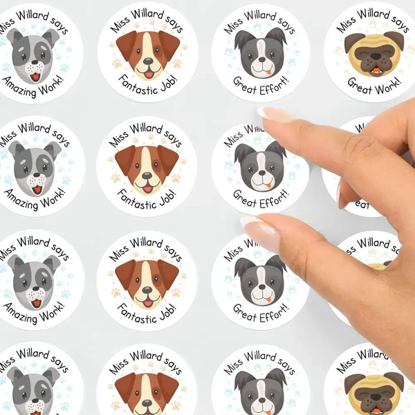 Personalised Dog Teacher Reward Stickers Labels Kids - Sticksy Prints Australia