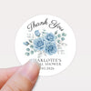 Personalised Dusty Blue Rose Bridal Shower Thank You Stickers – Custom Name & Date – Watercolour Floral Favour Labels