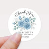 Personalised Dusty Blue Rose Bridal Shower Thank You Stickers – Custom Name & Date – Watercolour Floral Favour Labels - Sticksy Prints Australia